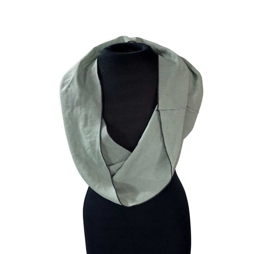 Green & Black Striped Infinity Scarf